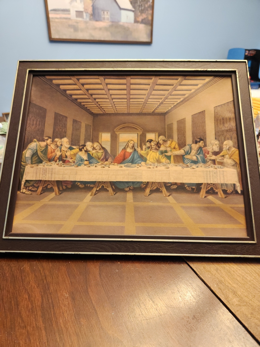 Framed The Last Supper Art Print in Brown and Gold